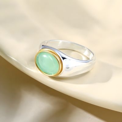 bague acier inoxydable femme pierre verte