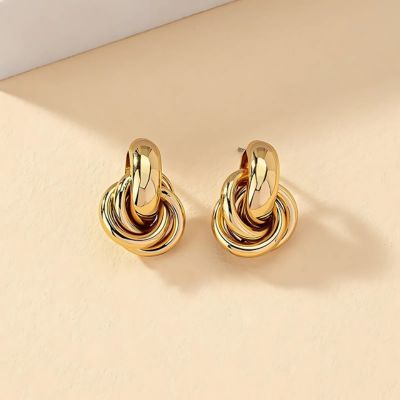 boucle d'oreille femme dorée créole multicouches