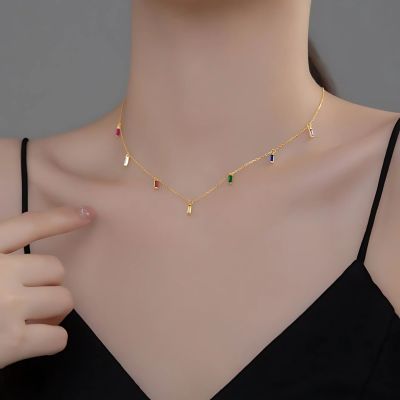 collier fantaisie pour femme zircons carrés