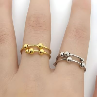 bague anti stress femme billes rotatives