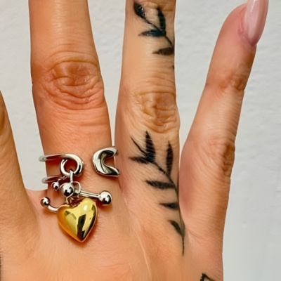 bague avec pendentif cœur pampille