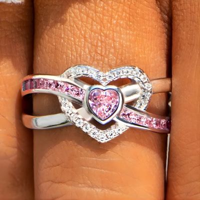 bague cœur couleur mixte