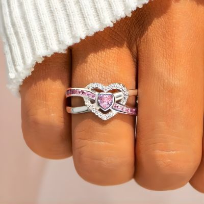 bague cœur design captif