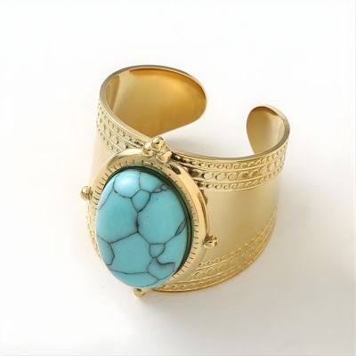 bague en acier inoxydable femme couleur bleu turquoise