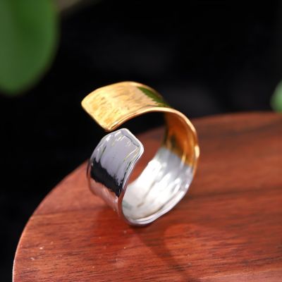 bague en acier inoxydable femme deux tons