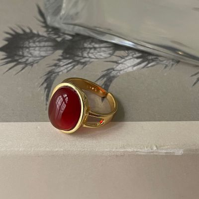 bague pour femme doré rouge