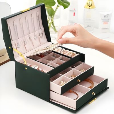 boite à bijoux couleur verte écrin précieux