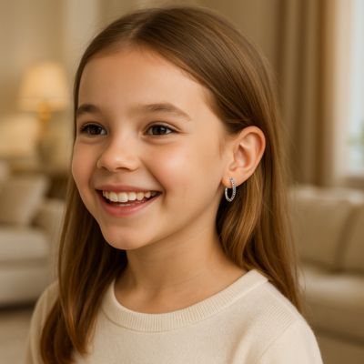 boucle d'oreille créole fillette souriante