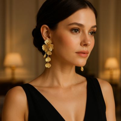 Boucle d'oreille fleur pendante - Lydia