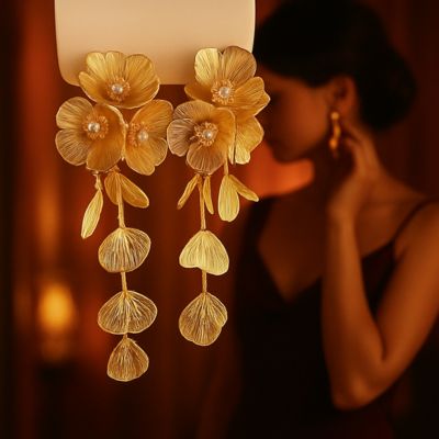 Boucle d'oreille fleur pendante - Lydia