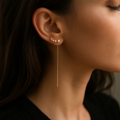 boucle d'oreille pendante dorée éclat