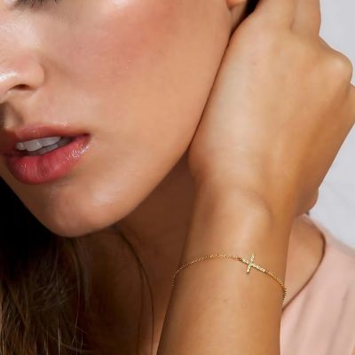 bracelet croix argent plaque or