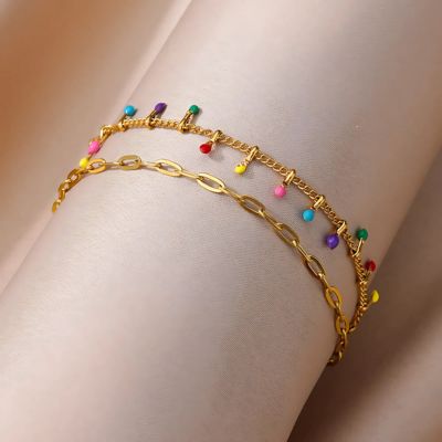 bracelet de cheville double couche