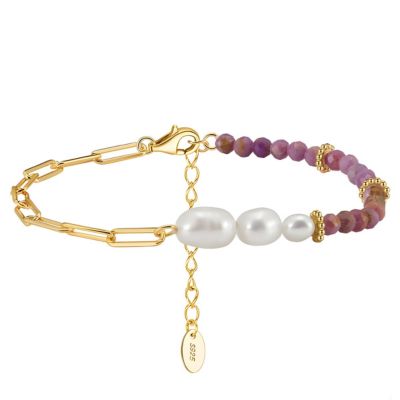 bracelet femme en perle blanc et violet