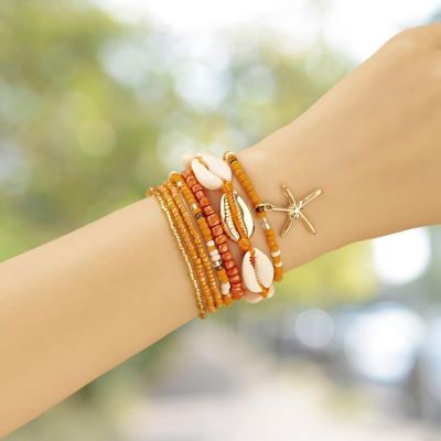bracelet perles couleur orange
