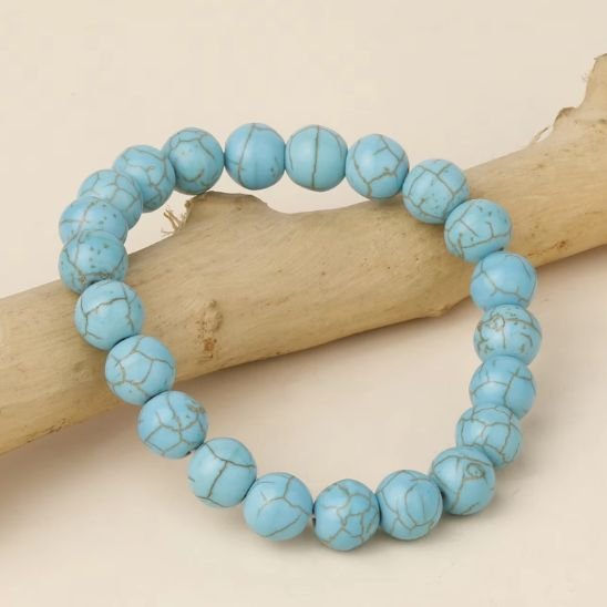 Bracelet perles d'une couleur bleu turquoise très apaisante
