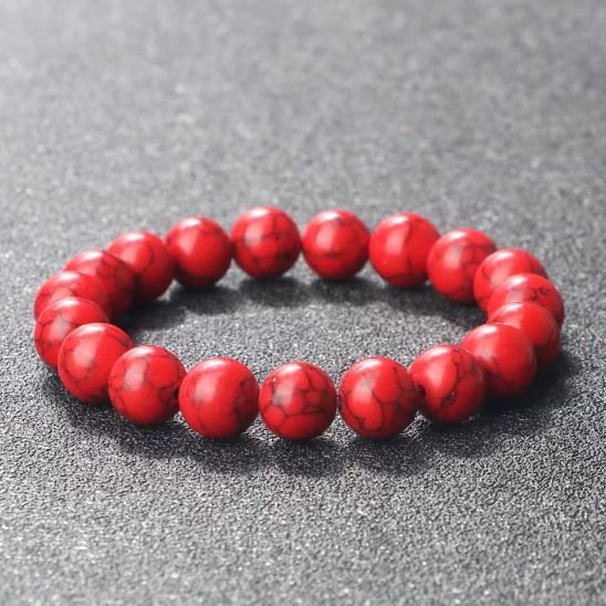 Bracelet perles rouge corail pétillant pour une énergie positive