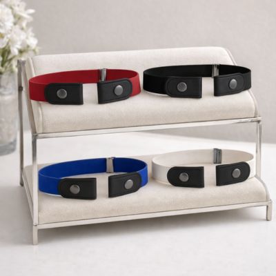 ceinture sans boucle présentoir noir blanc bleu rouge