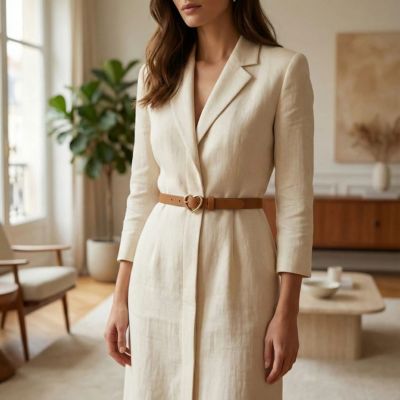 ceintures femme porte couleur marron robe chemise longue beige