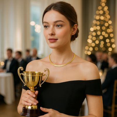 collier acier inoxydable femme avec son trophée