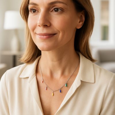 collier fantaisie pour femme argenté avec une touche de brillance