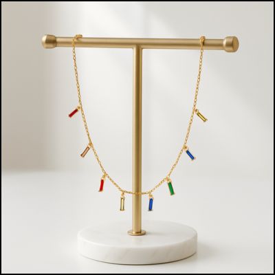 collier fantaisie pour femme cristal multicolores