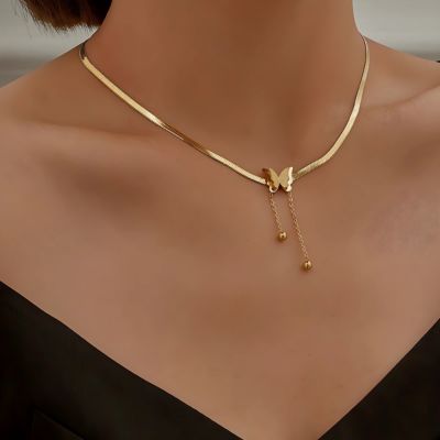 collier femme pampille papillon