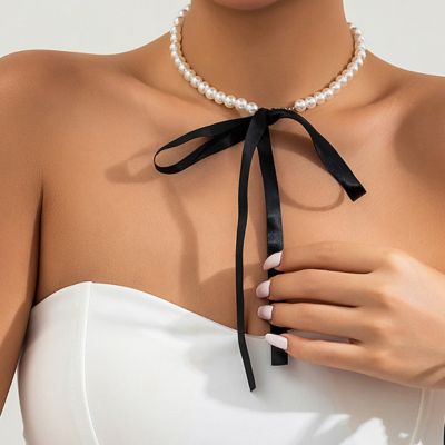 collier perles à ruban