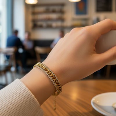 déjeuné au restaurant bracelet femme qui brille de mille feux 