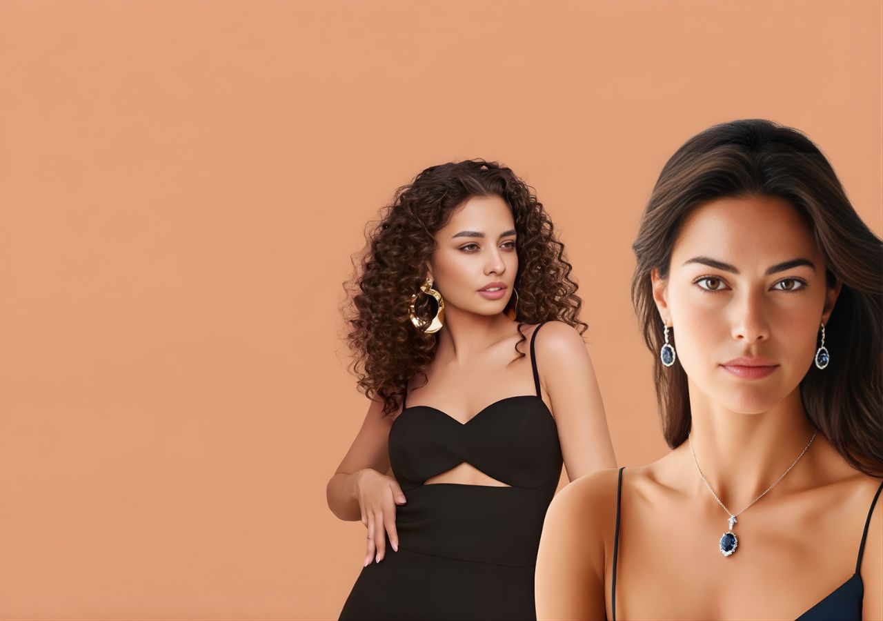 deux charmantes femmes portant ensemble bijoux beauté incarnée