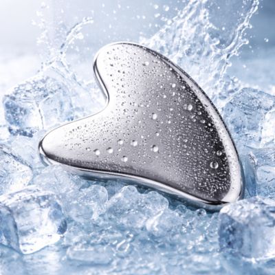 gua sha acier inoxydable et glace scintillante
