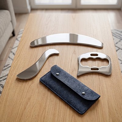 Gua sha trois pièces plus étui