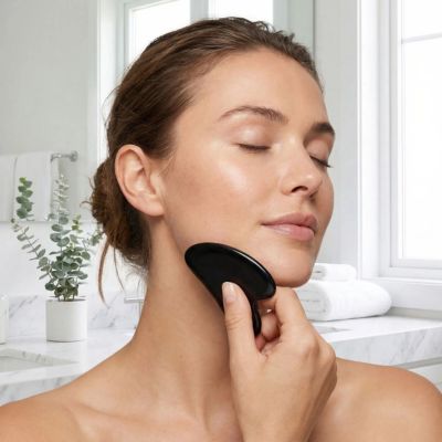 gua sha visage femme se masse contour visage drainage