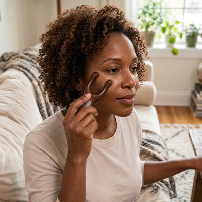 Gua sha visage pour une routine beauté matinale