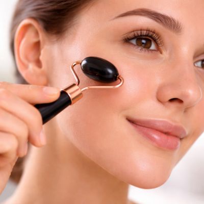 gua sha visage utilisation petit rouleau sous l'œil