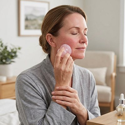 Gua sha visage utilisé le soir après une longue journée