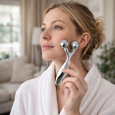 Gua sha visage utilisé pour une routine du soir