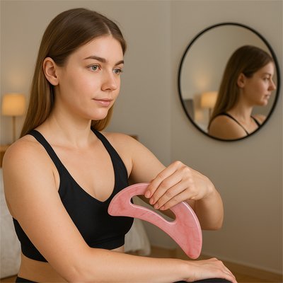 massage femme avec gua sha corps pour détendre ses muscles