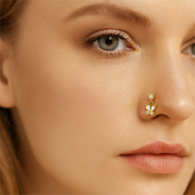piercing nez pendentif papillon doré brillance maintenue