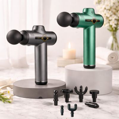 pistolet massage gris vert élégance portable