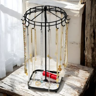 rangement pour bijoux métal noir colliers et chaines