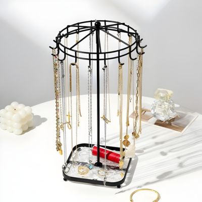 rangement pour bijoux noir dix huit crochets