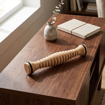 Rouleau de massage posé sur une console d'entrée