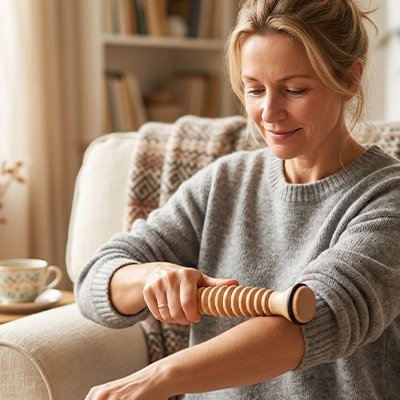 Rouleau de massage utilisé sur l'avant bras
