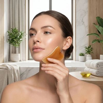 séance détente visage avec gua sha au bain